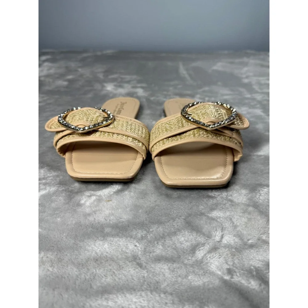 Juicy Couture Zapphire Heart Rhinestone Buckle Sandals 8.5 Coquette Soft Girl